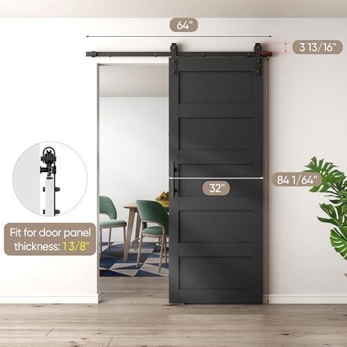 Black 36" x 84" Solid Wood Barn Door with Hardware Kit G72744