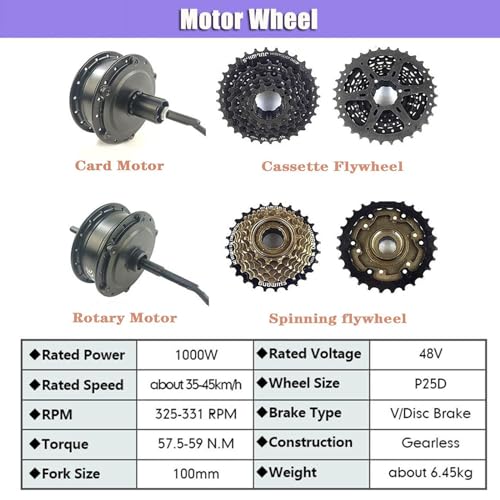 48V 1000W/1500W Rear Wheel Electric Bicycle Hub Motor Kit G926