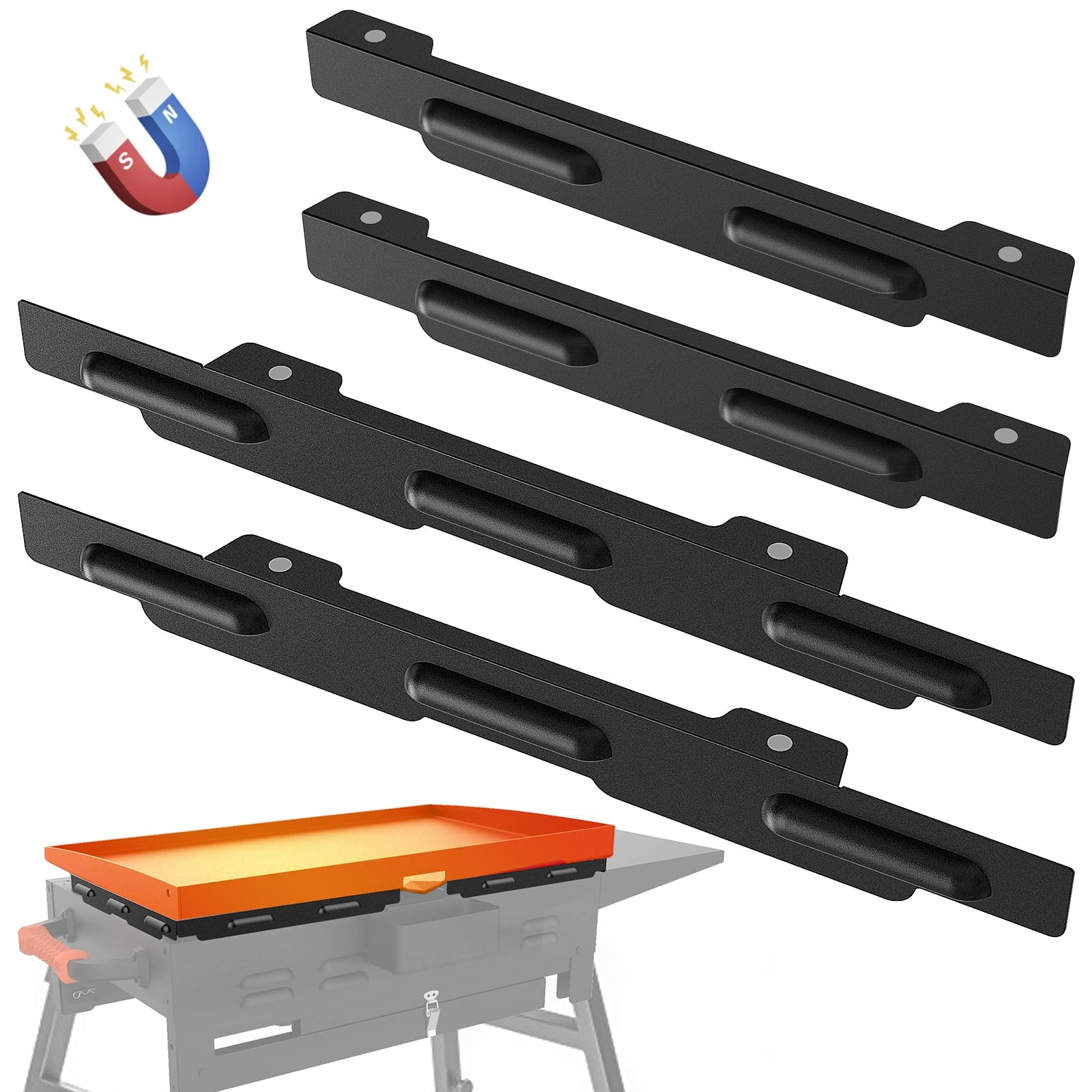 Stainless steel magnetic griddle lid and rear grease cup I26672