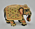 8 Inch Handmade Wooden Elephant Statue with Gold Foil O259240