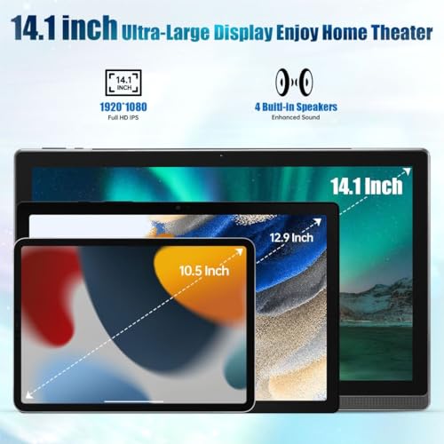 14.1 Inch Android Tablet with 1080P Full HD, 6G+128G, Grey P529369