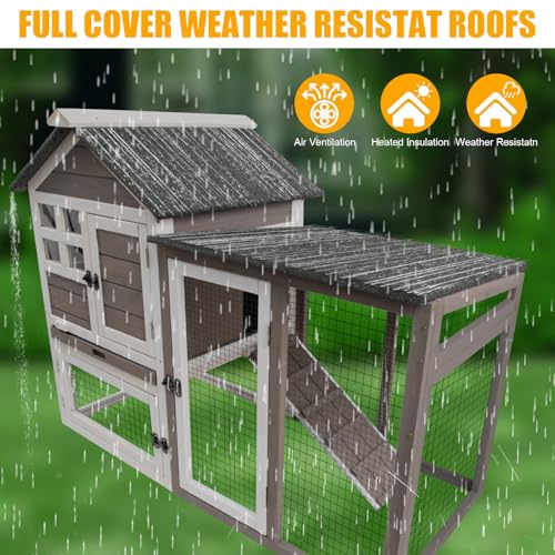 Grey 2-Story Fir Wood Rabbit Hutch with Pull Out Tray G6878