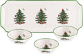 4 Piece Rectangular Tray with 3 Dip Bowls, Fine Earthenware S4852
