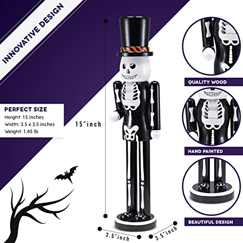 Black and White Wooden Skeleton Nutcracker Figure 15" T58372