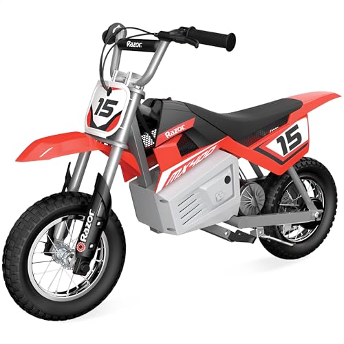 Red Kids Electric Motocross Bike, 14 Mph, 60 Min Runtime T86946