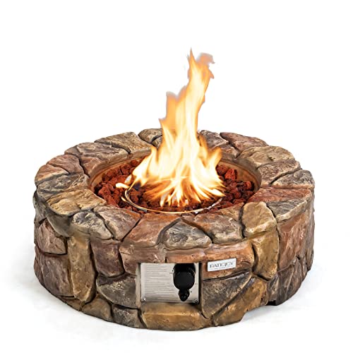 28 Inch Round Propane Gas Fire Pit with Lava Rocks & PVC Cover C92768