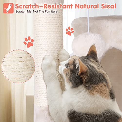 54in Cat Tree Cat Climbing Tower with Scratching Post O80828