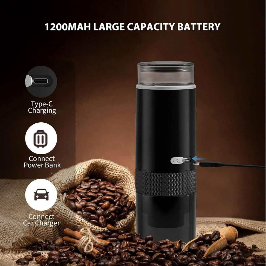 Portable Espresso Machine, Travel Coffee Maker Compatible with K Cup Capsules & Ground Coffee, 1200mah Battery, Handheld Single Serve Coffee Machine R280