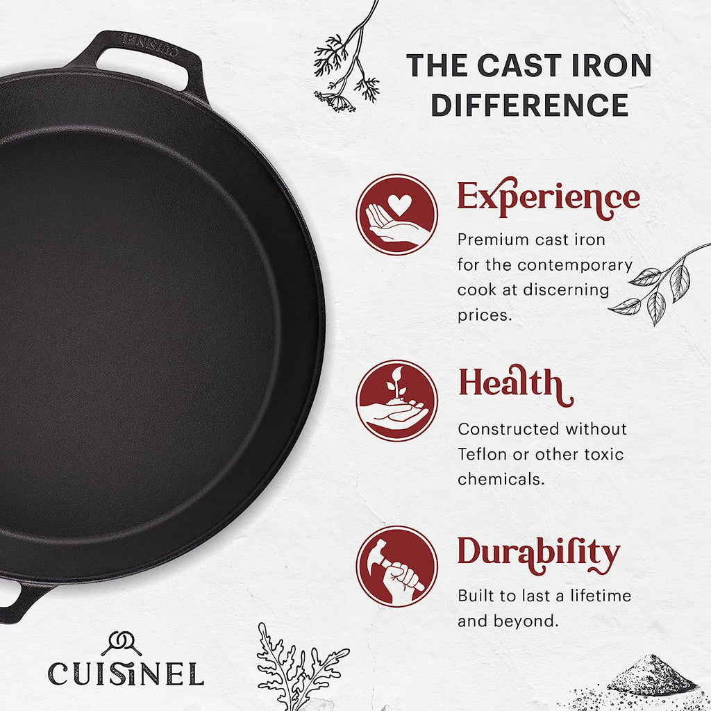 15" Lidded Cast Iron Skillet with Silicone Handle Covers L83852