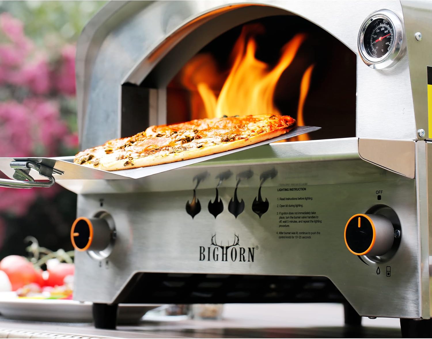 Gas Pizza Oven Countertop Stainless Steel Propane Pizza Oven with 13" Pizza Stone & Foldable Pizza Peel K631