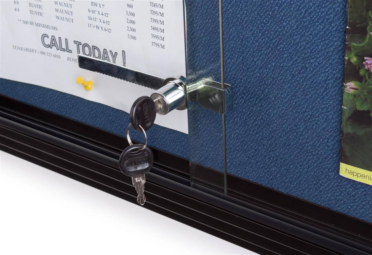 48 inch x 36 inch Blue Fabric Sliding Glass Doors Bulletin Board U50621