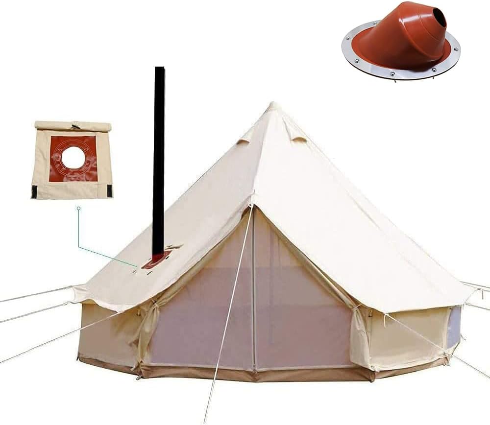 4 Season Cotton Canvas Bell Tent with Stove Jack Hole A239603