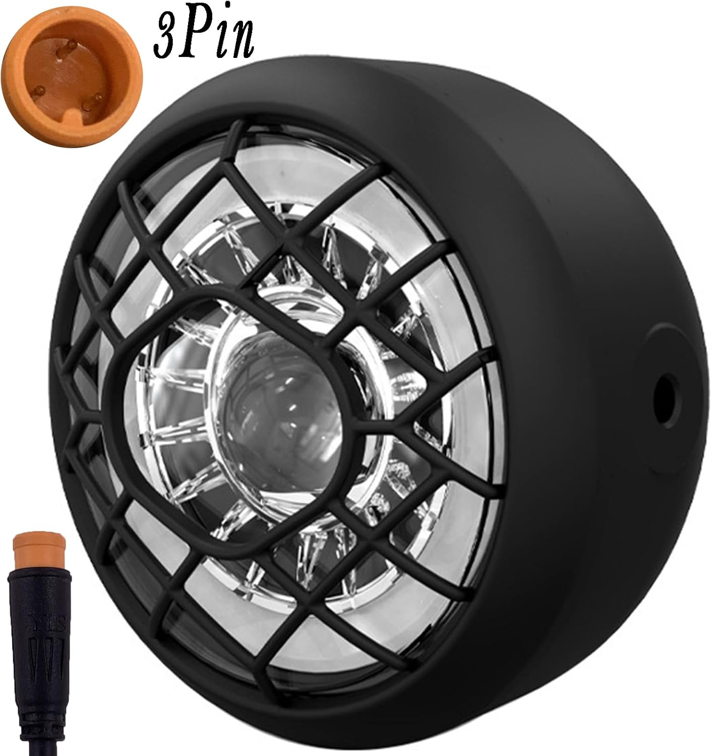 Retro 3 Pins Connector LED 24V 36V 48V 52V Waterproof Front Bike Head Light P97364