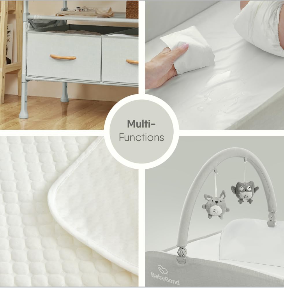 Grey Foldable Baby Changing Table with 2 Storage Baskets N401