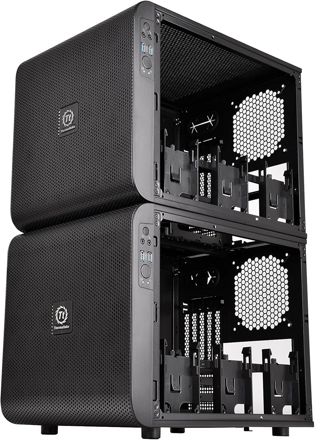 Black SPCC Micro ATX Mini ITX Cube Computer Case with 200mm Front Fan H372470