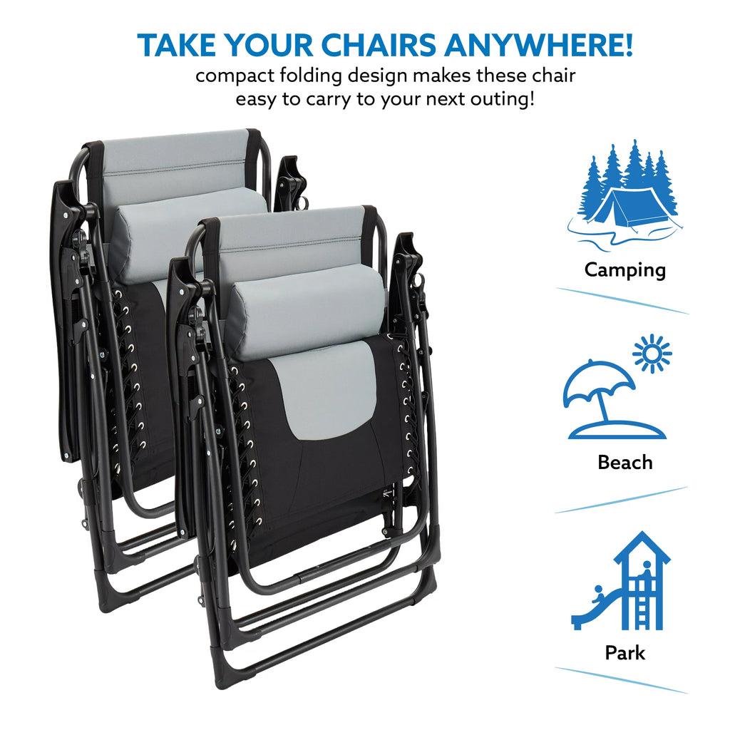 Oversized Zero Gravity Folding Lounge Chair Gray Q841