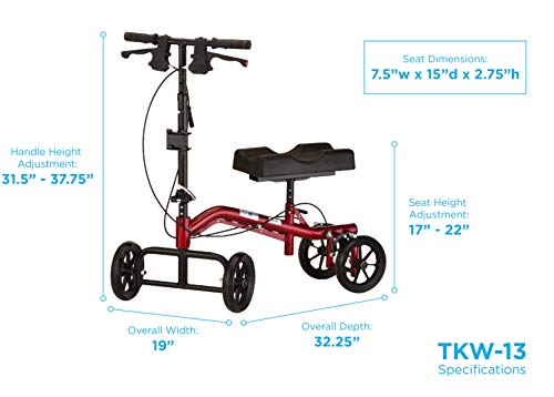 Red Heavy Duty Knee Scooter, 400 lb Weight Capacity M299108