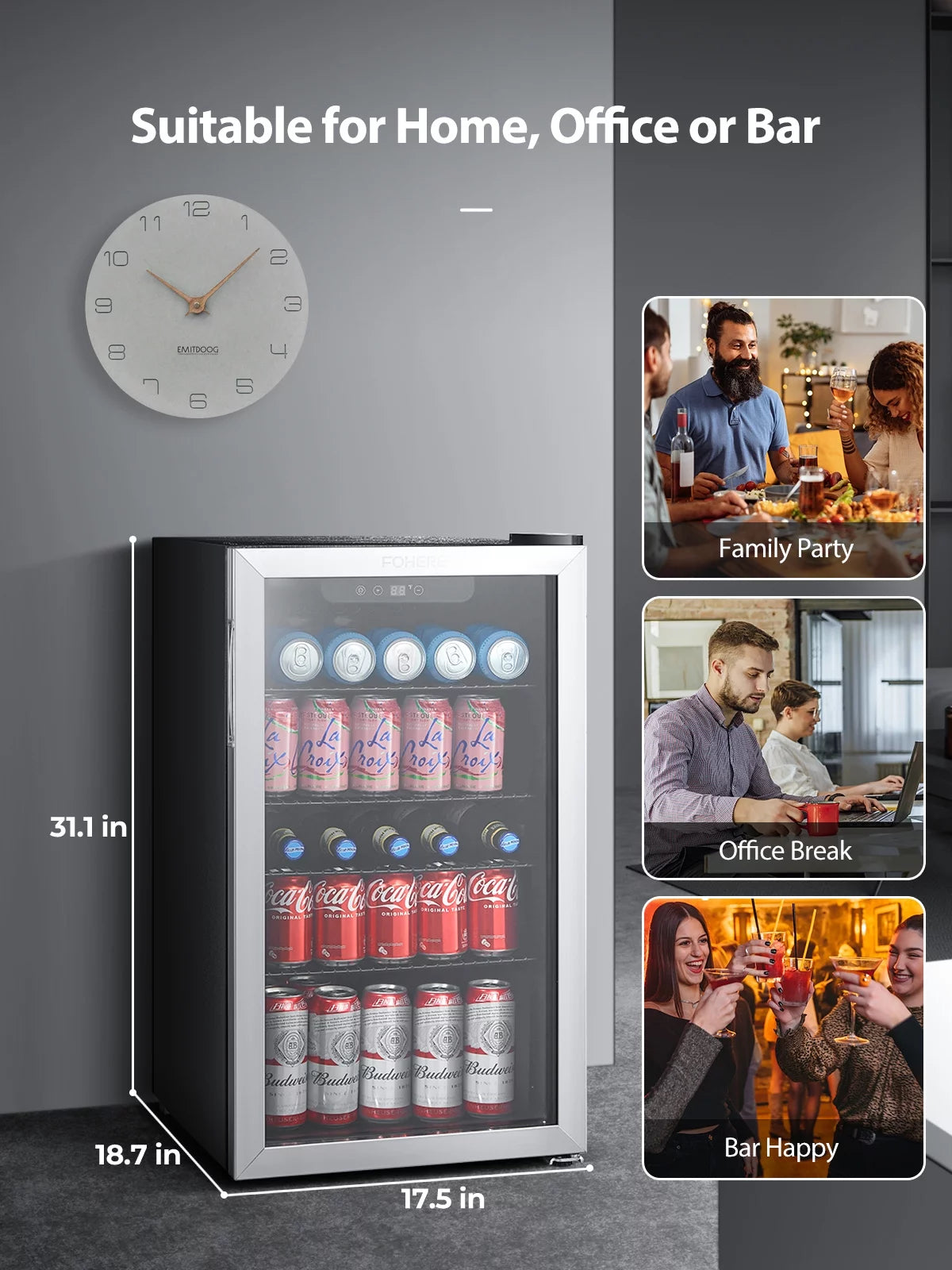 126 Can Beverage Refrigerator Cooler, 3.2 Cu.ft Mini Fridge, Reversible Door U4633