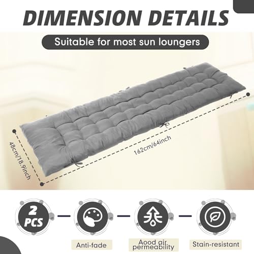 Gray 64 x 19 Inch Lounge Chair Cushion K63536