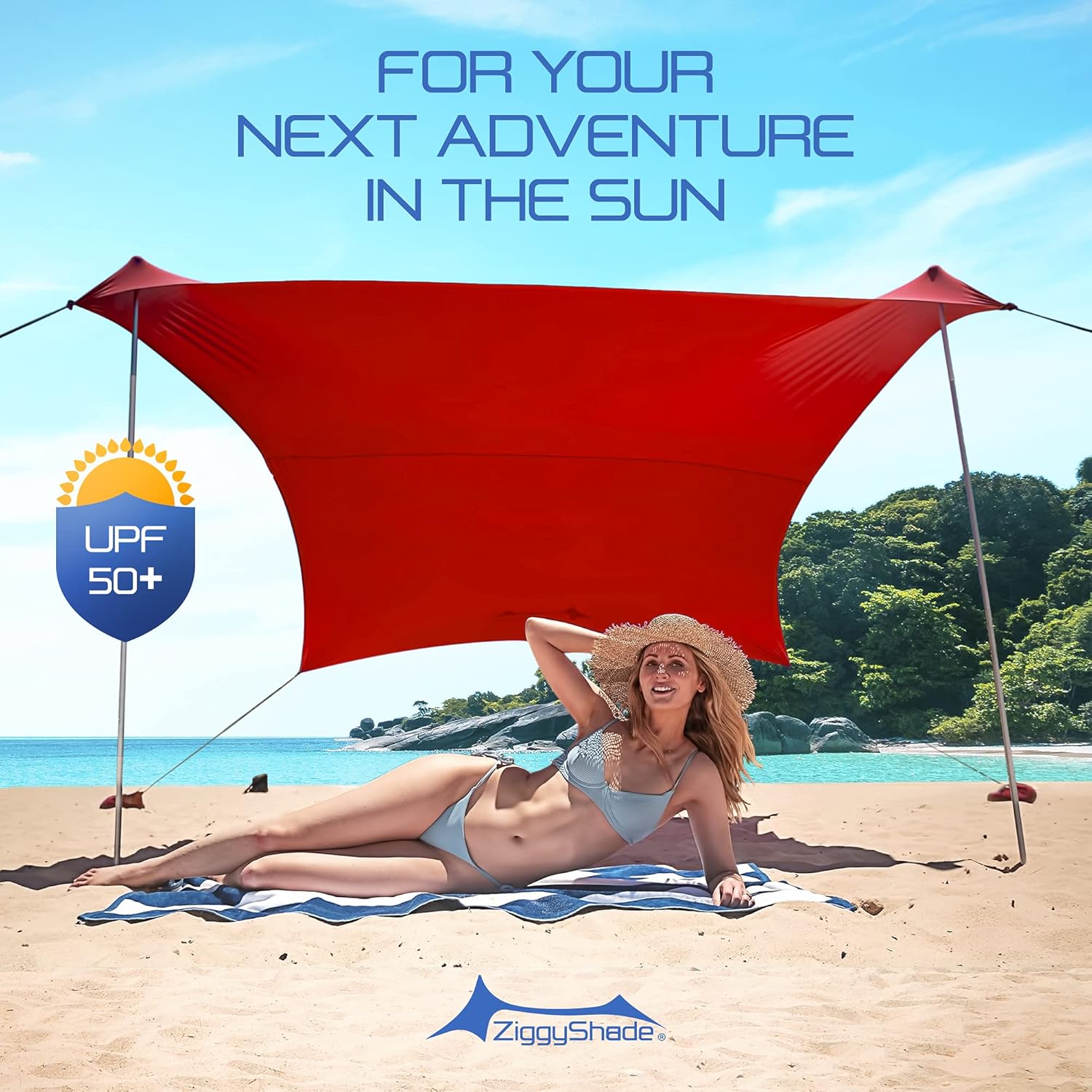 Lightweight UPF50+ Lycra Sun Shade Tent with Sandbag Anchors G4384