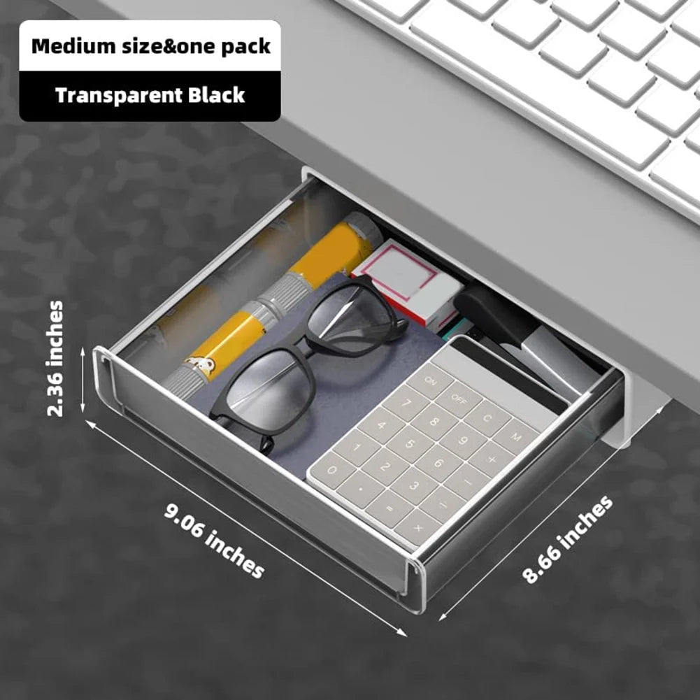 Adhesive 9 Inch Pull Out Under Desk Drawer E5424