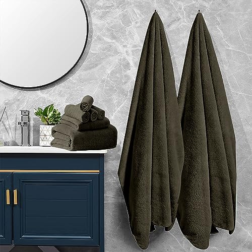 4 Pcs Oversized Black Microfiber Bath Towels 35x70 Inches M771897