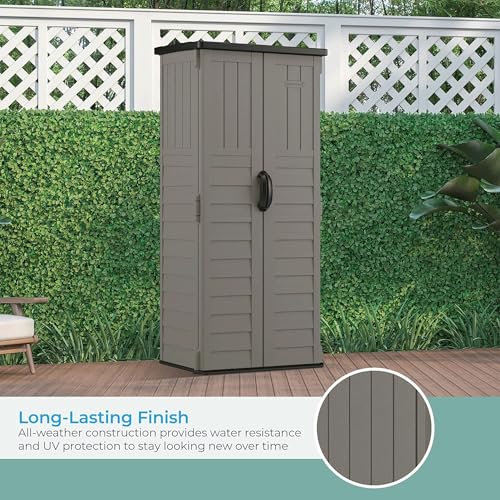 22 Cubic Ft. Vertical Resin Outdoor Storage Shed with Lockable Double Doors Y701580