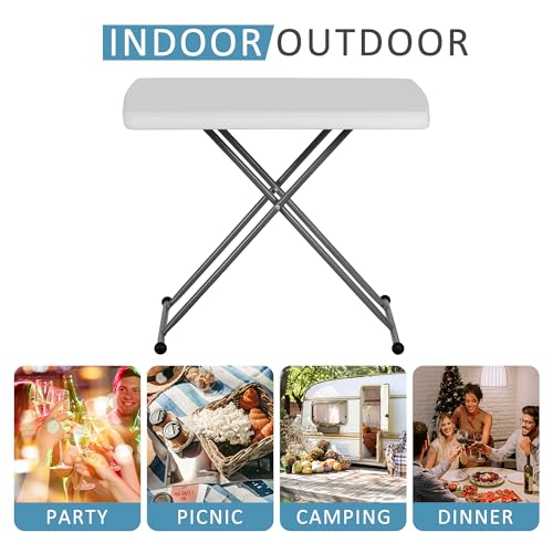 White 4 Foot Plastic Folding Table with Carrying Handle G79264
