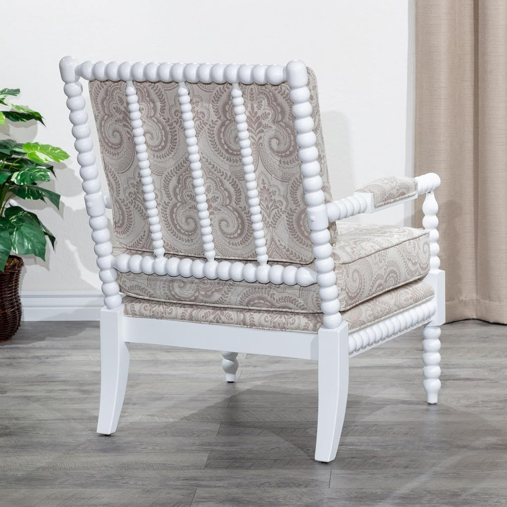 White Fabric Spindle Chair S2146
