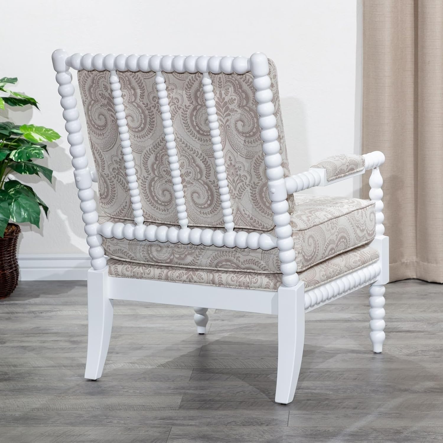White Fabric Spindle Chair S2146