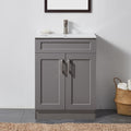 Gray 24 Inch Bathroom Vanity with Sink and White Ceramic Vessel Basin Top V276