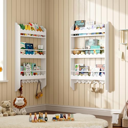 Natural 3-Tier Wall Mounted Kids Bookshelf W3061