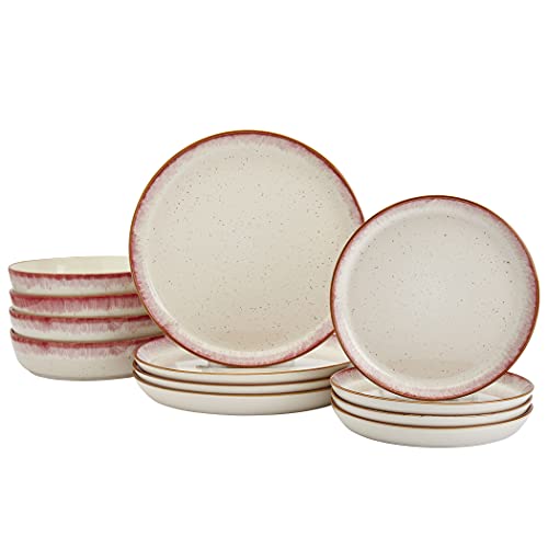 12 Piece Stoneware Dinnerware Set in Berry K423