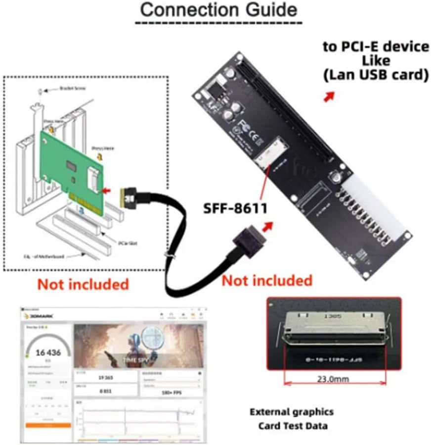 Oculink SFF-8612 8X to PCIE X16 PCI-Express Adapter Black O980297