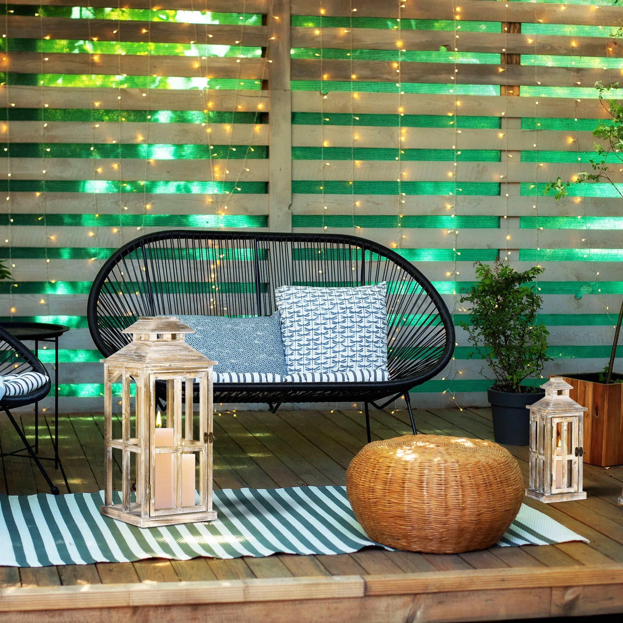 2 Pack Large Rustic Wooden Lantern Decorative, Natural B475309
