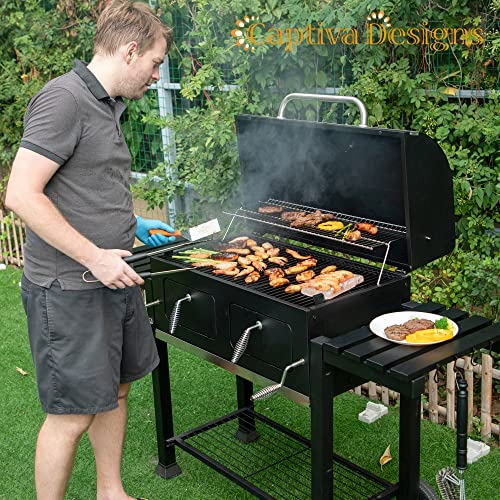 Extra Large Charcoal BBQ Grill with 2 Foldable Side Tables M877255