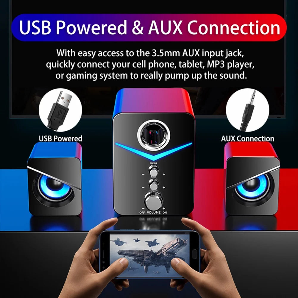 Black USB-Powered 2.1 Mini Multimedia Speakers System, Set of 3 K13874