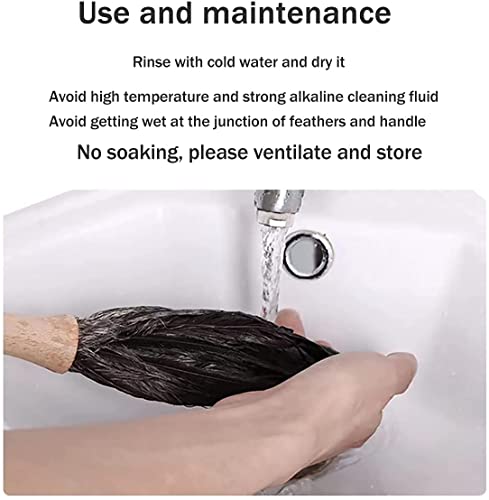 Black 16" 2Pieces Ostrich Feather Duster with Wooden Handle I622566