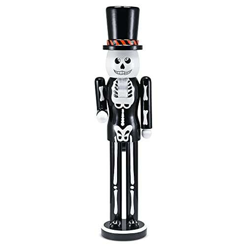 Black and White Wooden Skeleton Nutcracker Figure 15" T58372