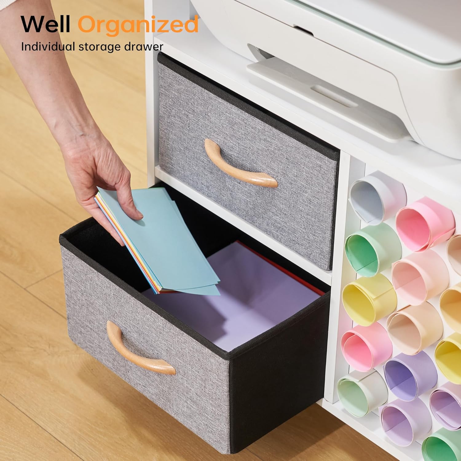Rolling Craft Cart with Storage Table and Foldable Cabinets G97936