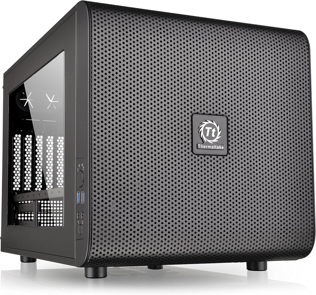 Black SPCC Micro ATX Mini ITX Cube Computer Case with 200mm Front Fan H372470