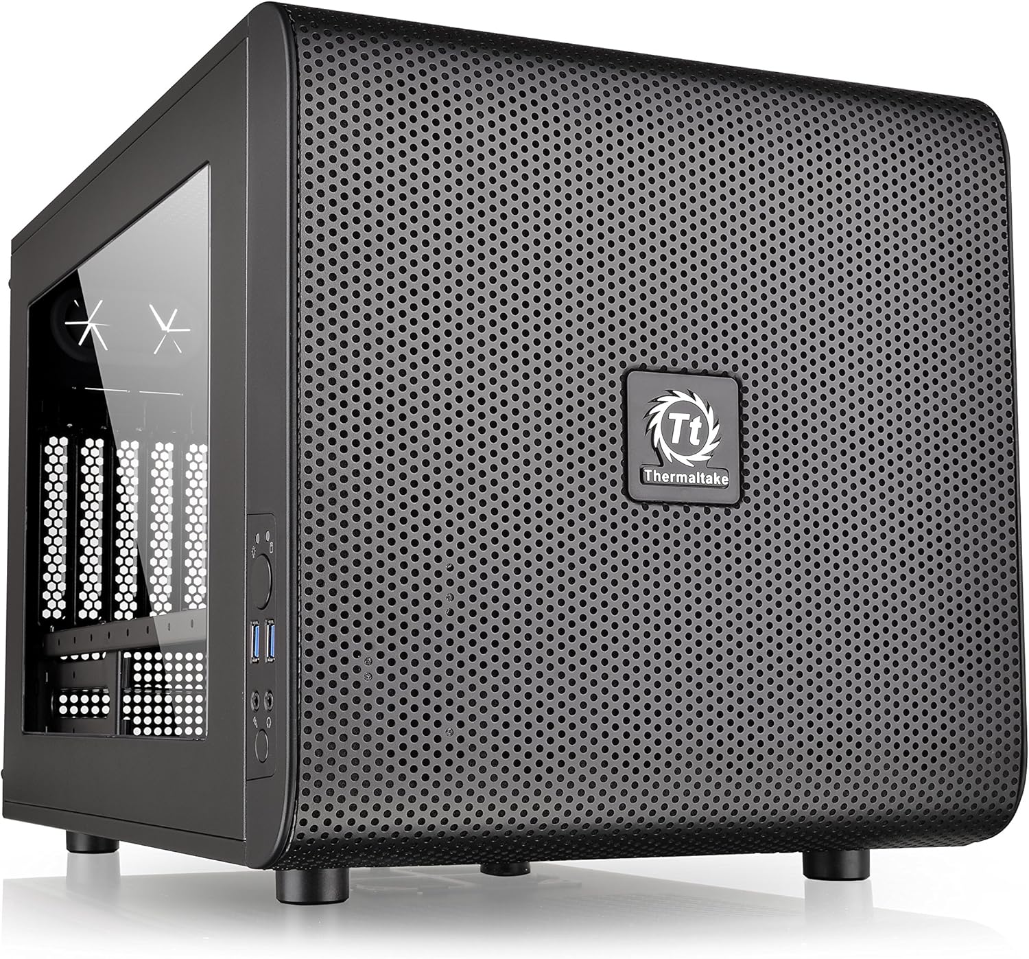 Black SPCC Micro ATX Mini ITX Cube Computer Case with 200mm Front Fan H372470