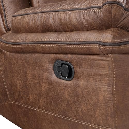 Brown Polyester Manual Sofa with Dual Recliner E8493