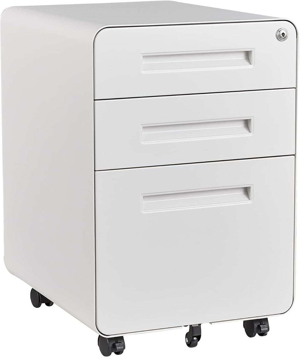 White 3 Drawer File Cabinet with Lock Q98194