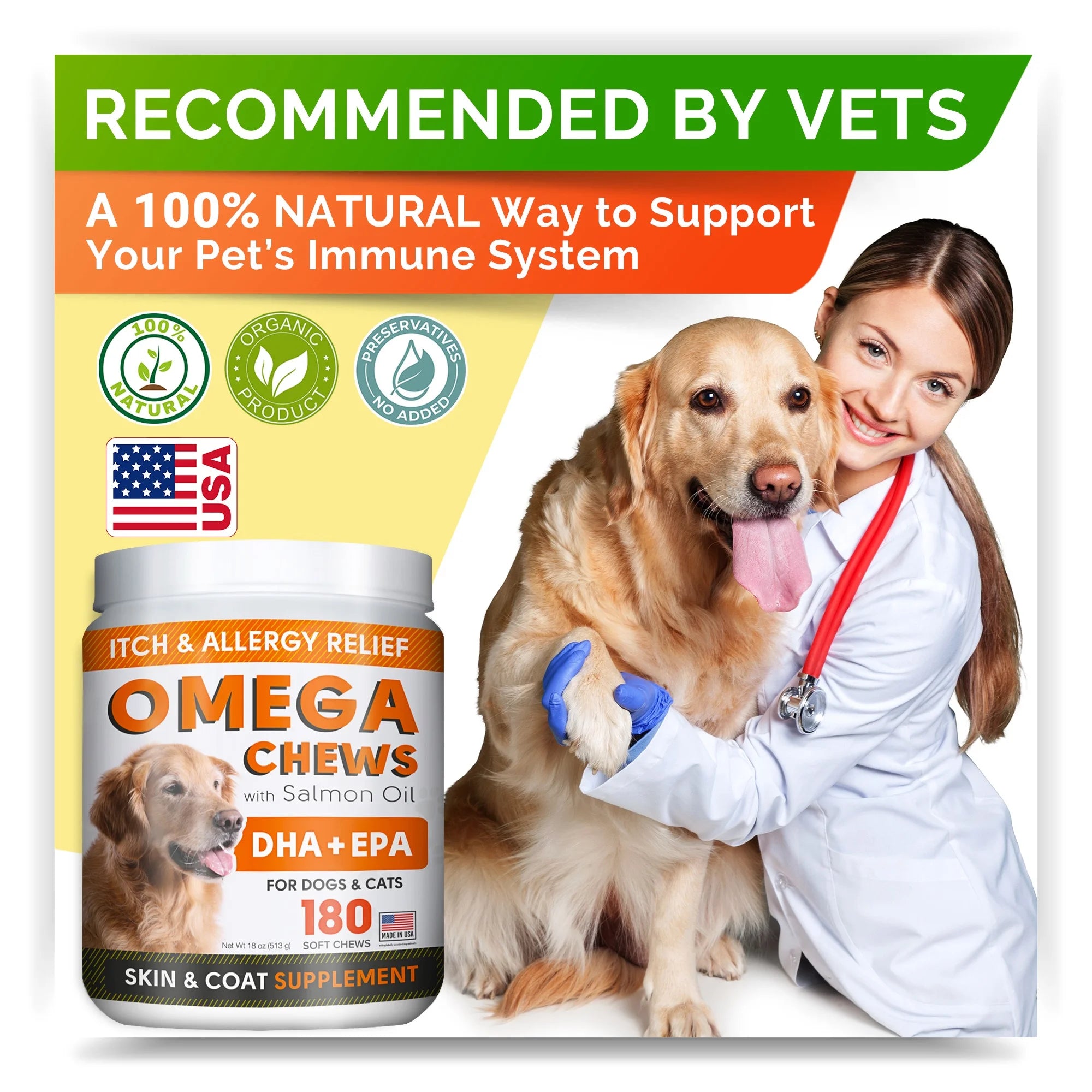 180 Chews Fish Oil Omega 3 Dog Treats F658919