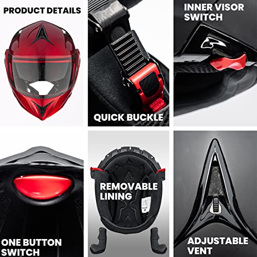 Modular Dual Visor Flip-up Full Face Motorcycle Helmet DOT C1965