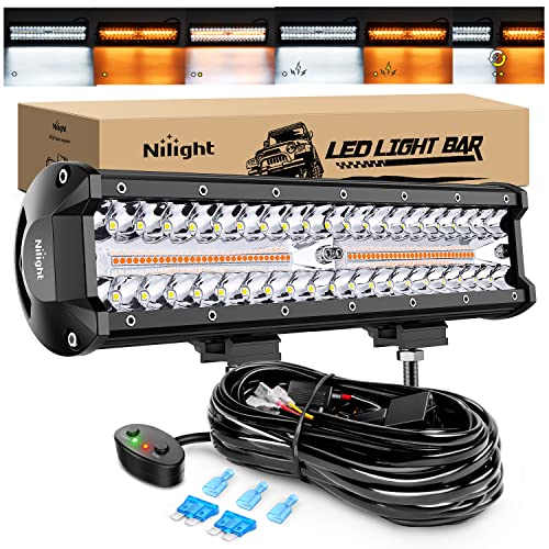 12 Inch 300W Spot Flood Combo LED Light Bar with 2 Pcs 4 inch 60W LED Pods and Wiring Harness X8987