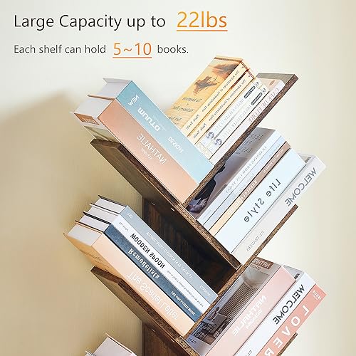9 Tier Tree Bookshelf with Drawer, Greige F9678