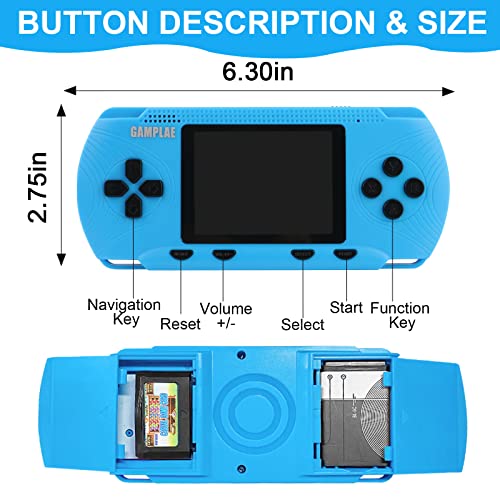 Handheld Game Console 3" HD Screen Built in 258 Video Games Blue Y89351