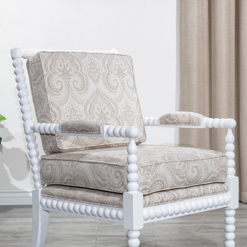 White Fabric Spindle Chair S2146